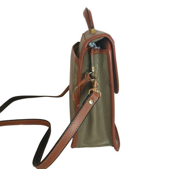 VTG Dooney & Bourke Womens Olive Green All-Weather Leather Messenger Bag - Picture 7 of 14